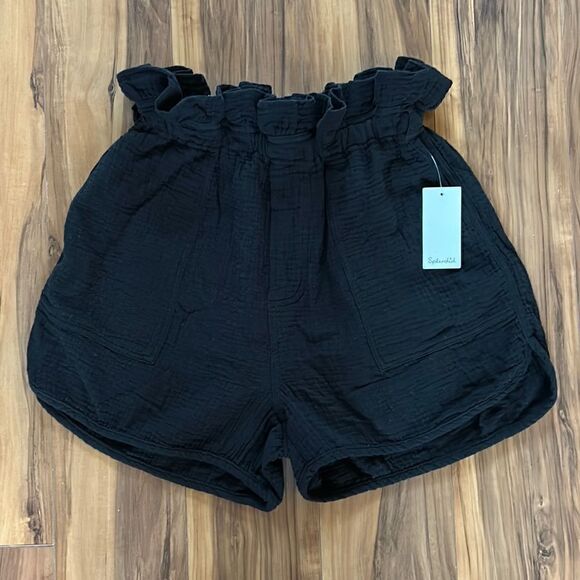 NEW Splendid Black Waist Ruffle Shorts - Picture 2 of 7